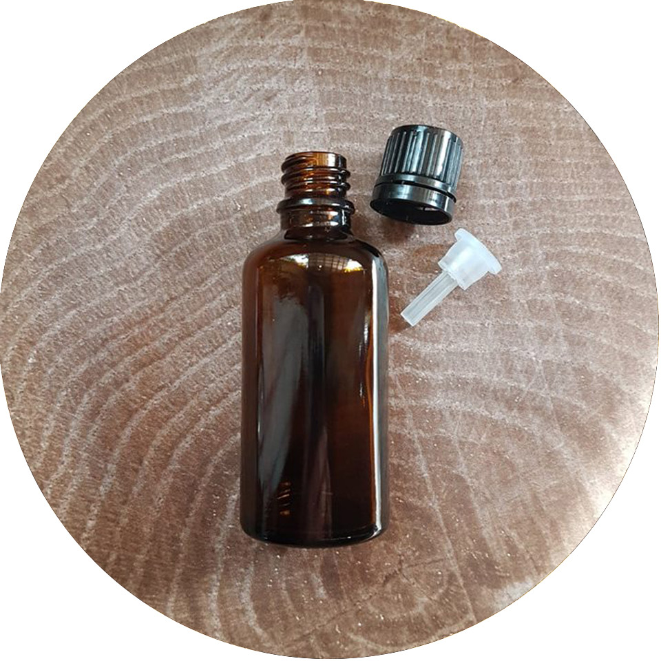 Amber Glass Bottle with dripper and black cap 50ml